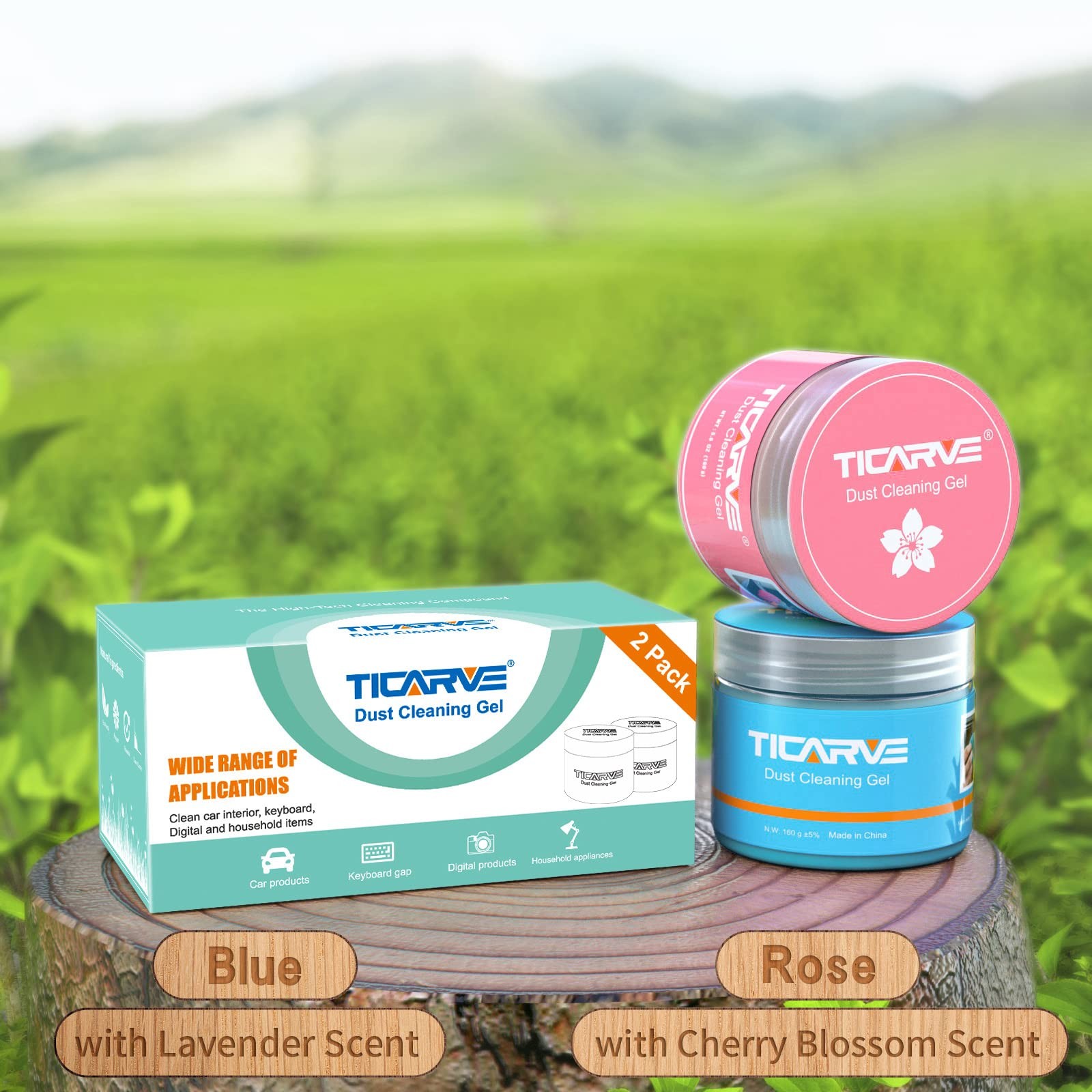 TICARVE 2Pack Cleaning Gel Car Putty Slime for Detailing Putty D – Blue+Rose Red