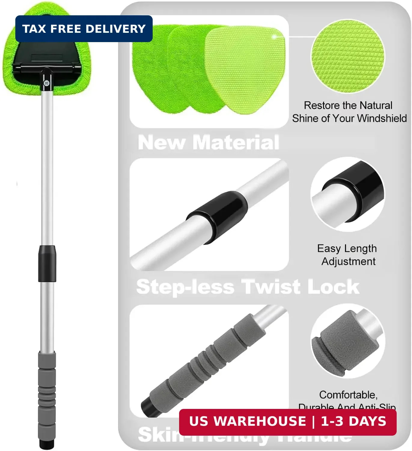 XINDELL 29-inch Windshield Cleaner Tool – Car Interior Window Cleaning Kit with