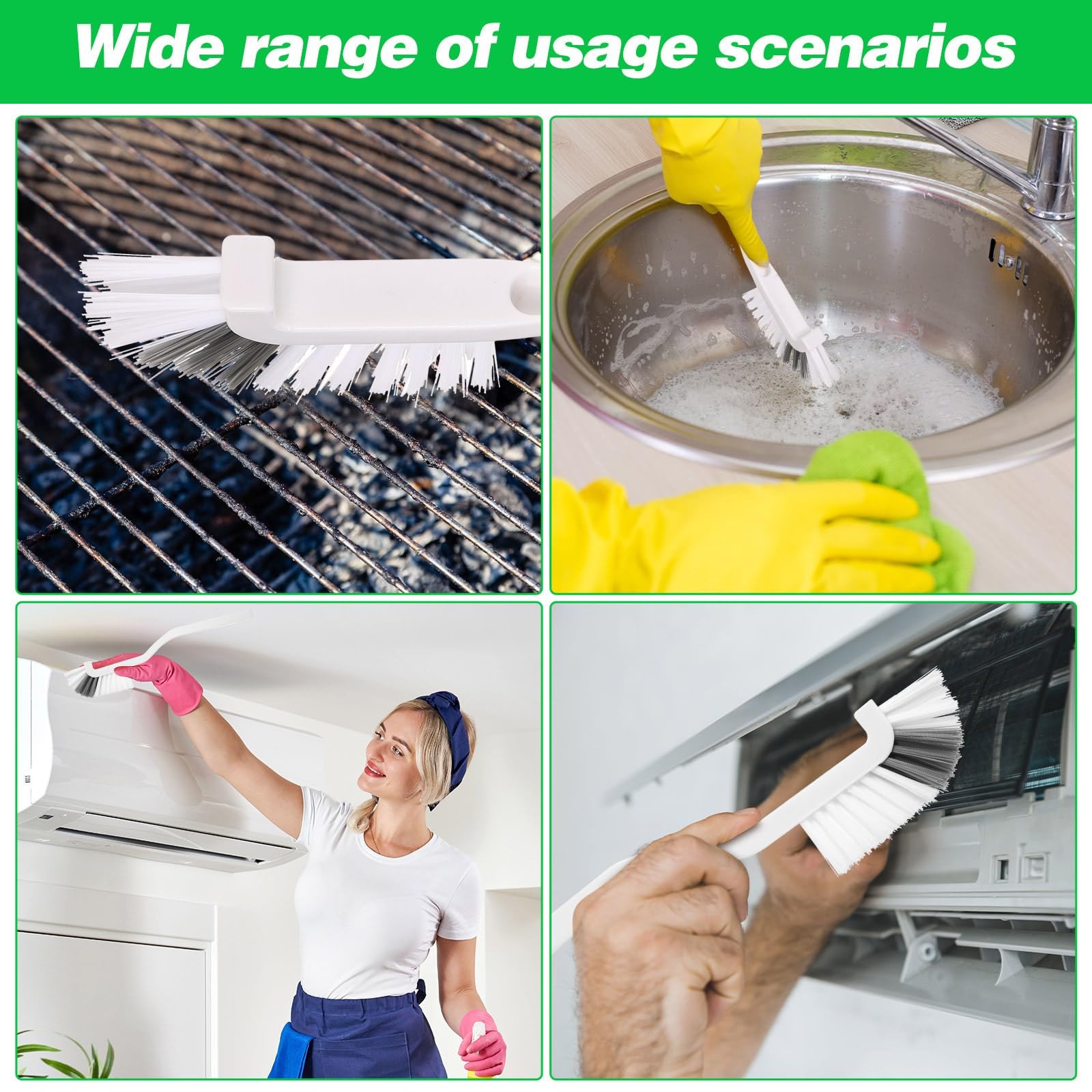 12 Pcs Kitchen Scrub Brush Bulk Sink Bathroom Edge Corner Cleaning Brush Righ…