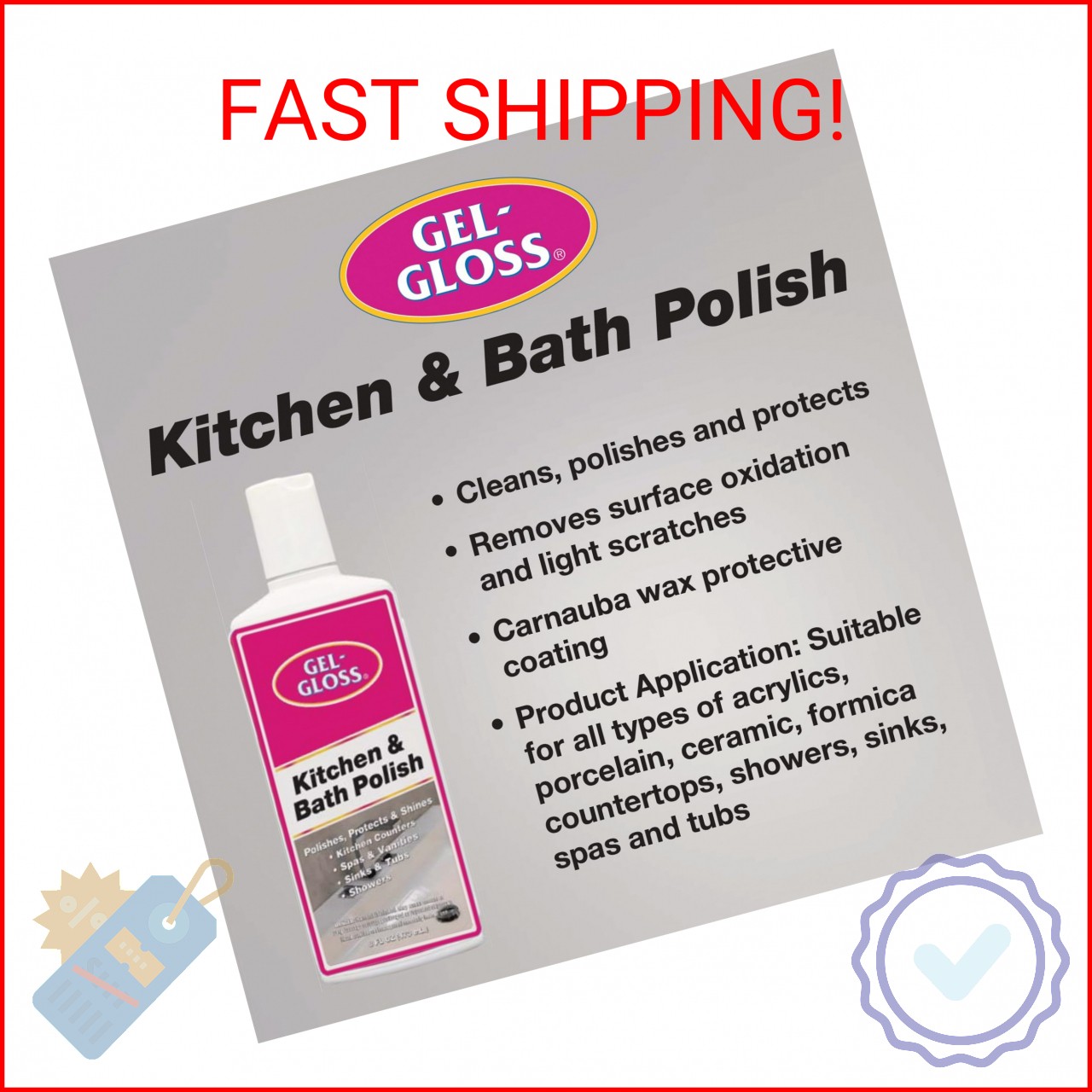 TR Industries Gel-Gloss Kitchen and Bath Cream Wax Polish, 8 Fluid Ounces -GG-8