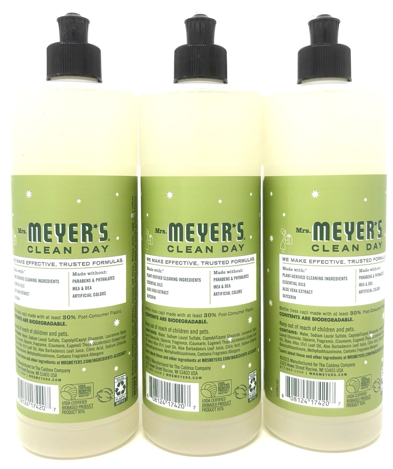 MRS. MEYER’S CLEAN DAY Liquid Dish Soap, Iowa Pine Scent, 16oz 3-Pack