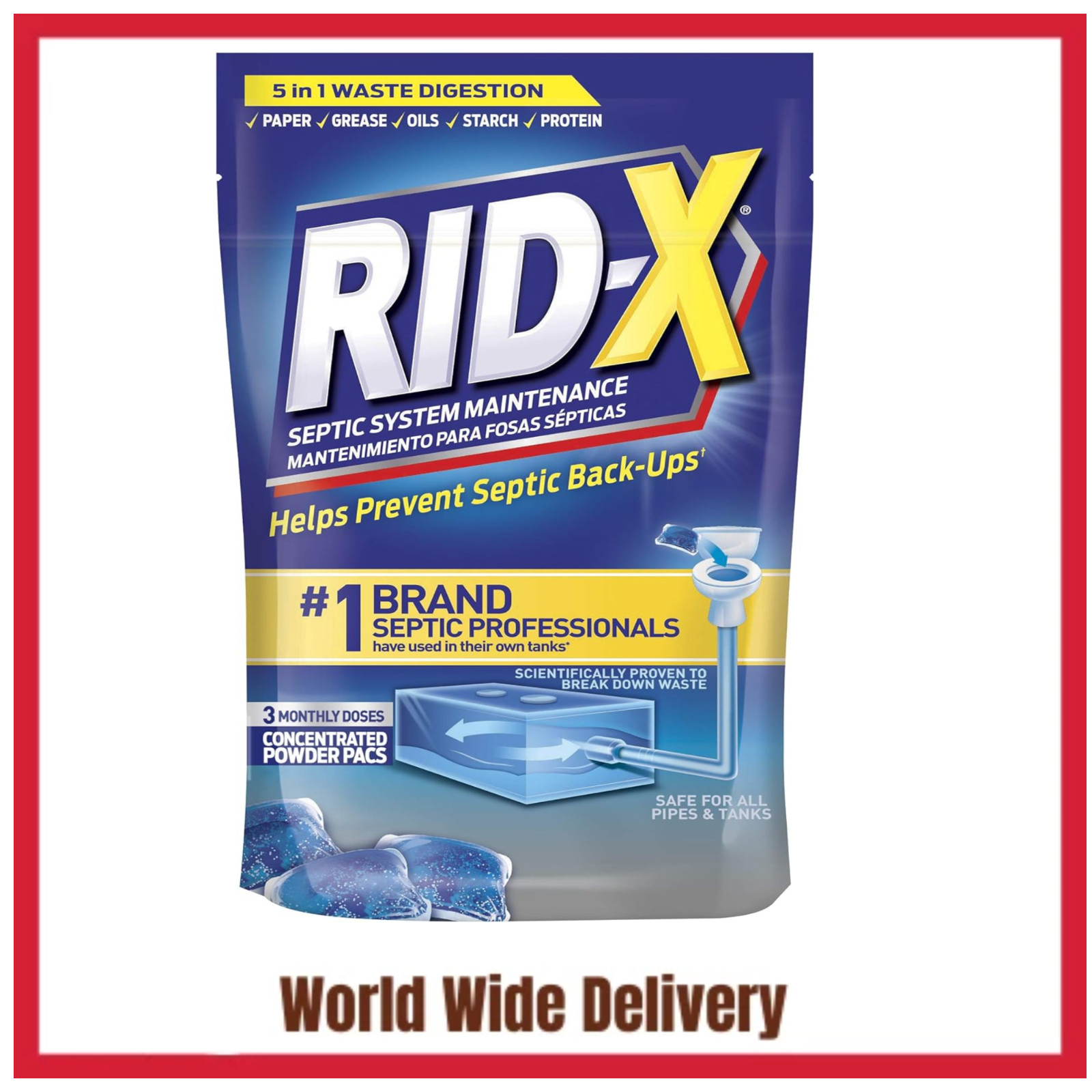 RID-X Septic Tank Treatment Pods – 3 Month Supply, Dual Action
