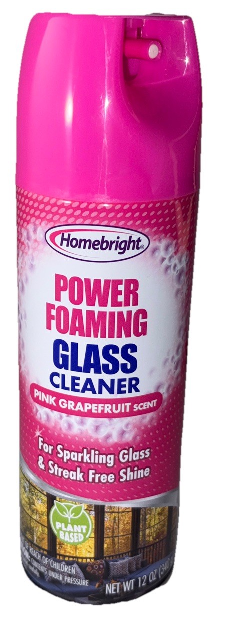 Homebright Power Foaming Glass Cleaner 12oz Pink Grapefruit Scent-NEW-SHIP24 HRS