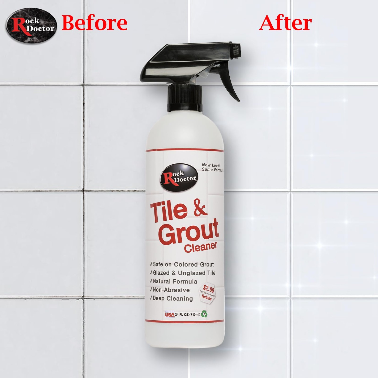 Natural Tile and Grout Cleaner, Remove Stains Dirt, Oil, and Soap Scum, Heavy…