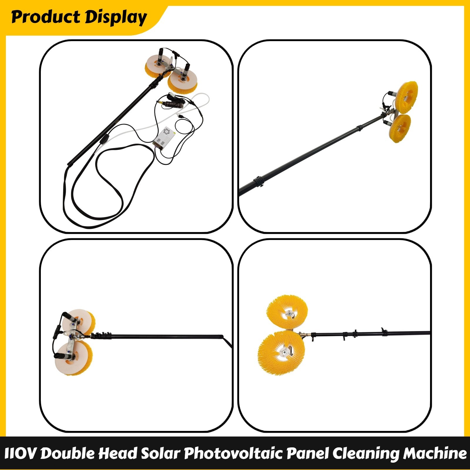 110V 13″ Double Head Solar Photovoltaic Panel Cleaning Machine 4m 350 rpm/min