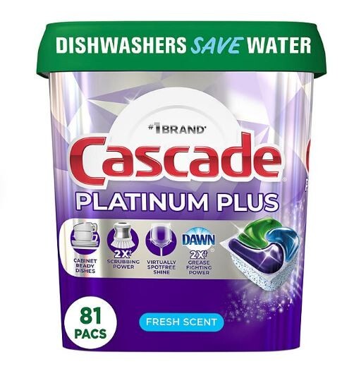 Cascade Platinum Plus ActionPacs Dishwasher Detergent Pacs, Fresh Scent (81 ct.)