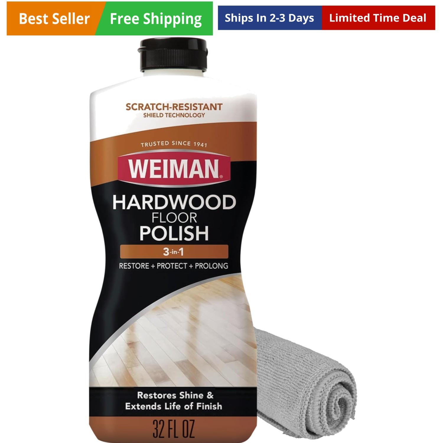 Wood Floor Polish and Restorer 32 Oz Bundle – High-Traffic Hardwood Floor, Na…