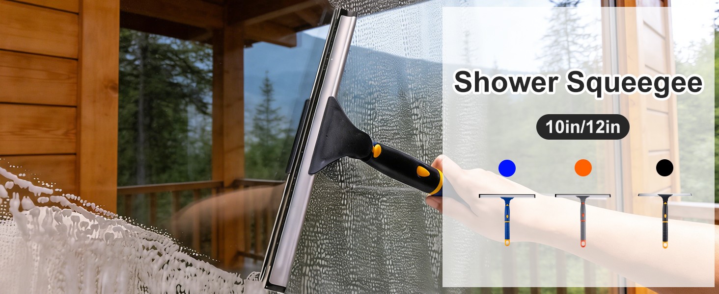 Swivel Shower Squeegee for Glass Doors, All-Purpose Anti-Slip Window Squeegee