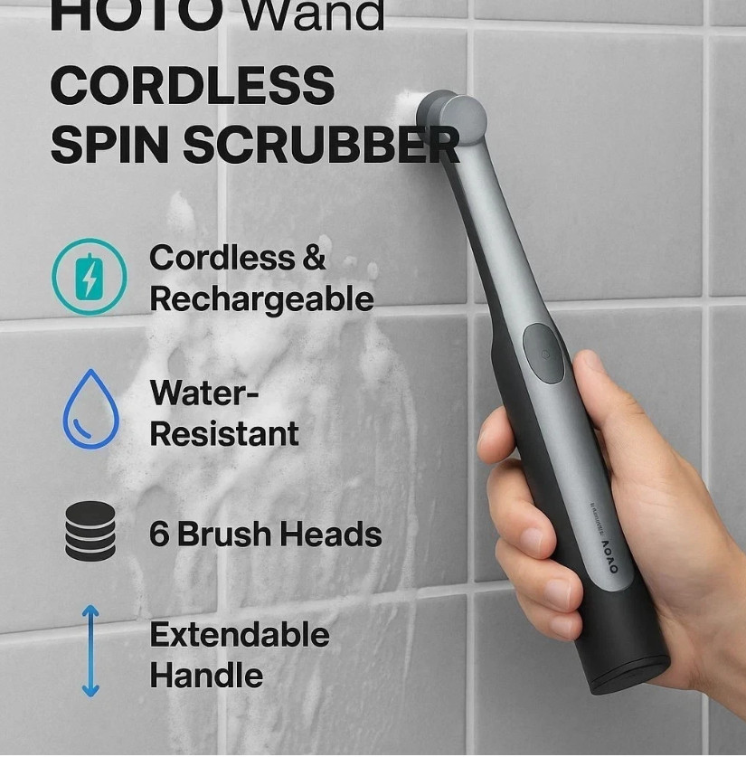 HOTO Wand Cordless Spin Scrubber Kit + 3 Microfiber Cloths Bundle