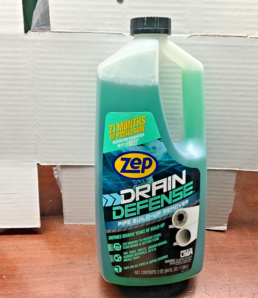 Zep Drain Defense Pipe Build-Up Remover 64 oz Strength Liquid Unscented NEW