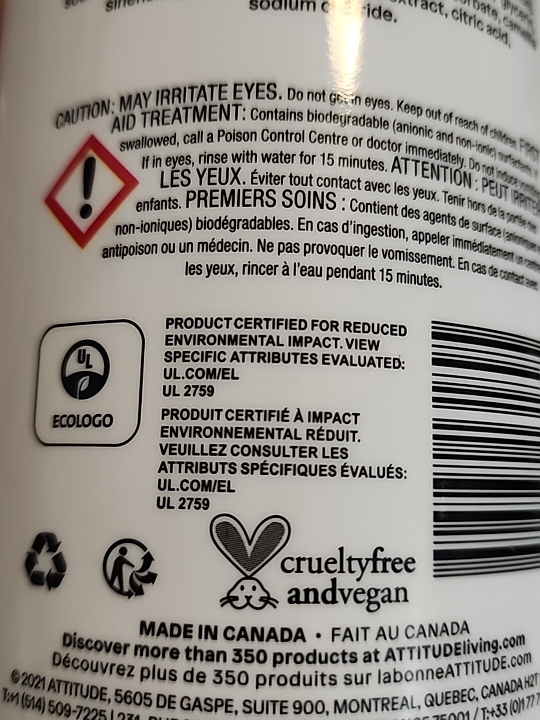 ATTITUDE NATURE TECHNOLOGY BABY BOTTLE & DISHWASHING LIQUID UNSCENTED 33.8 FL OZ