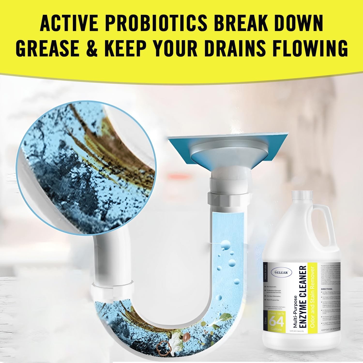 Multi-Purpose Probiotic Enzyme Cleaner, Made in USA – Pet Stain and Odor Remo…