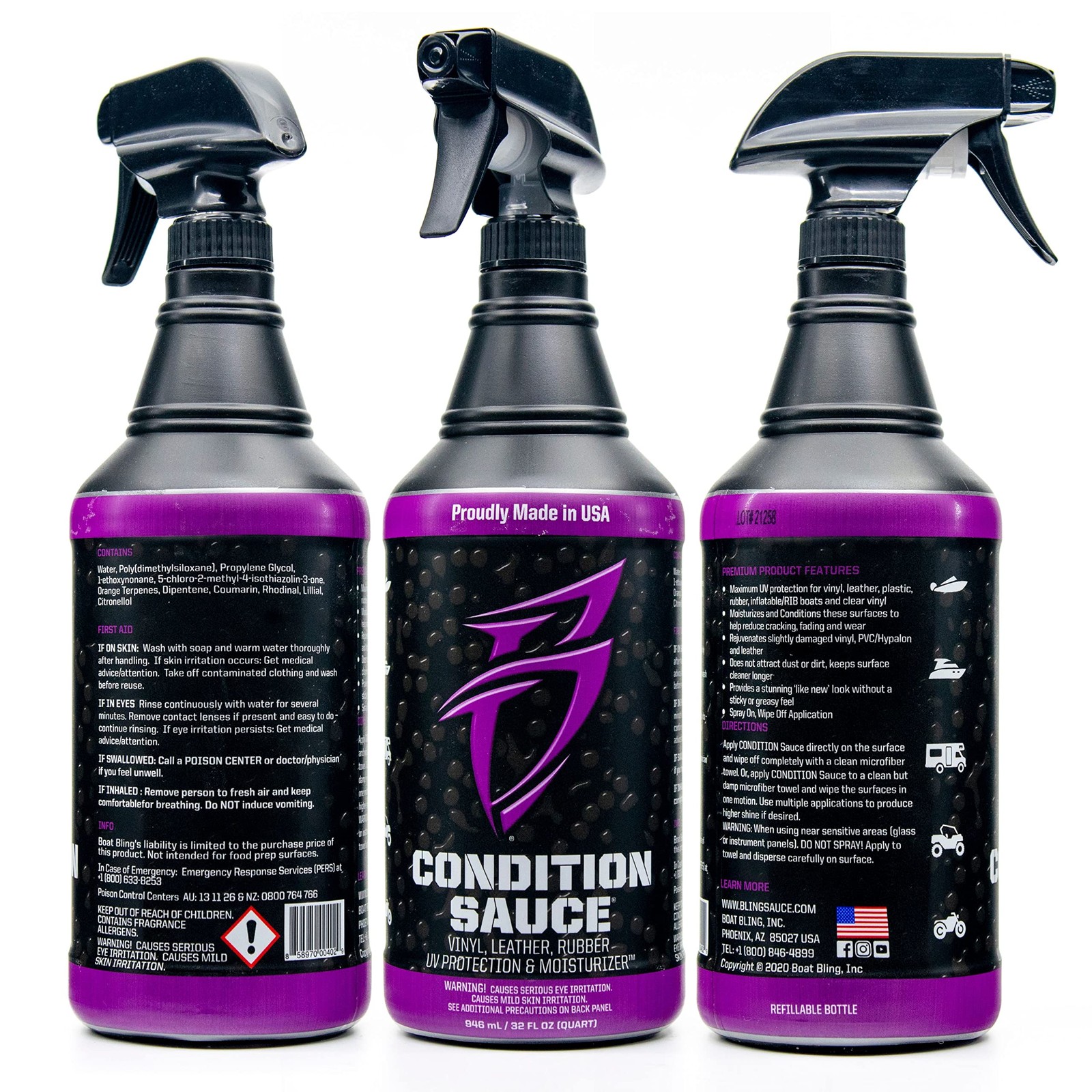 Interior Moisturizer Conditioner UV Protect Vinyl Leather Rubber Boat RV