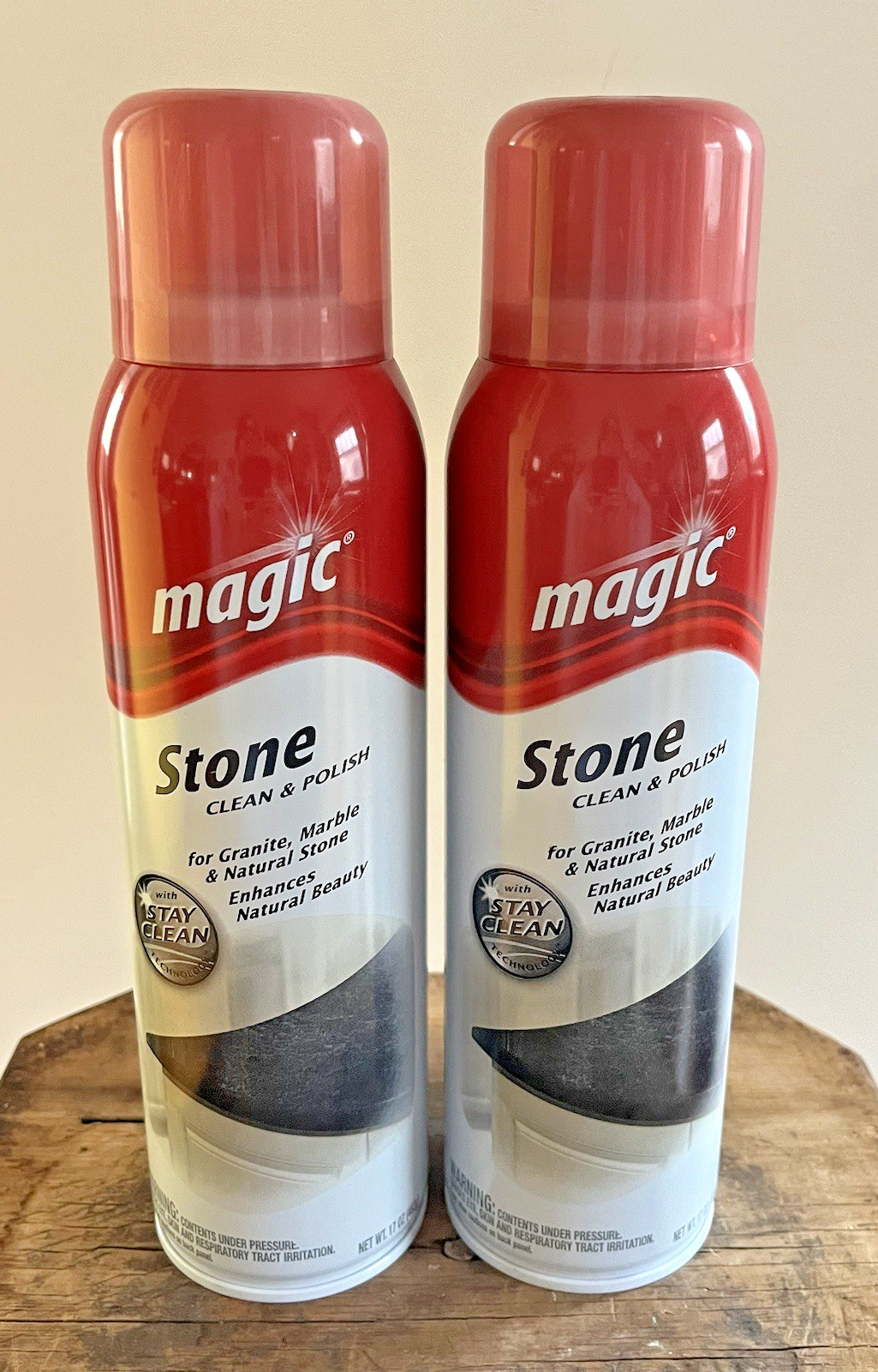 (2) Magic Granite Stone Cleaner Polish Aerosol 17 oz Discontinued NOS