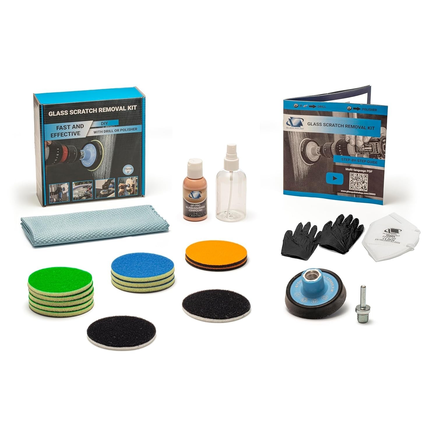 3” Glass Scratch Removal Kit for use with a Drill on All Glass Surface Repairs