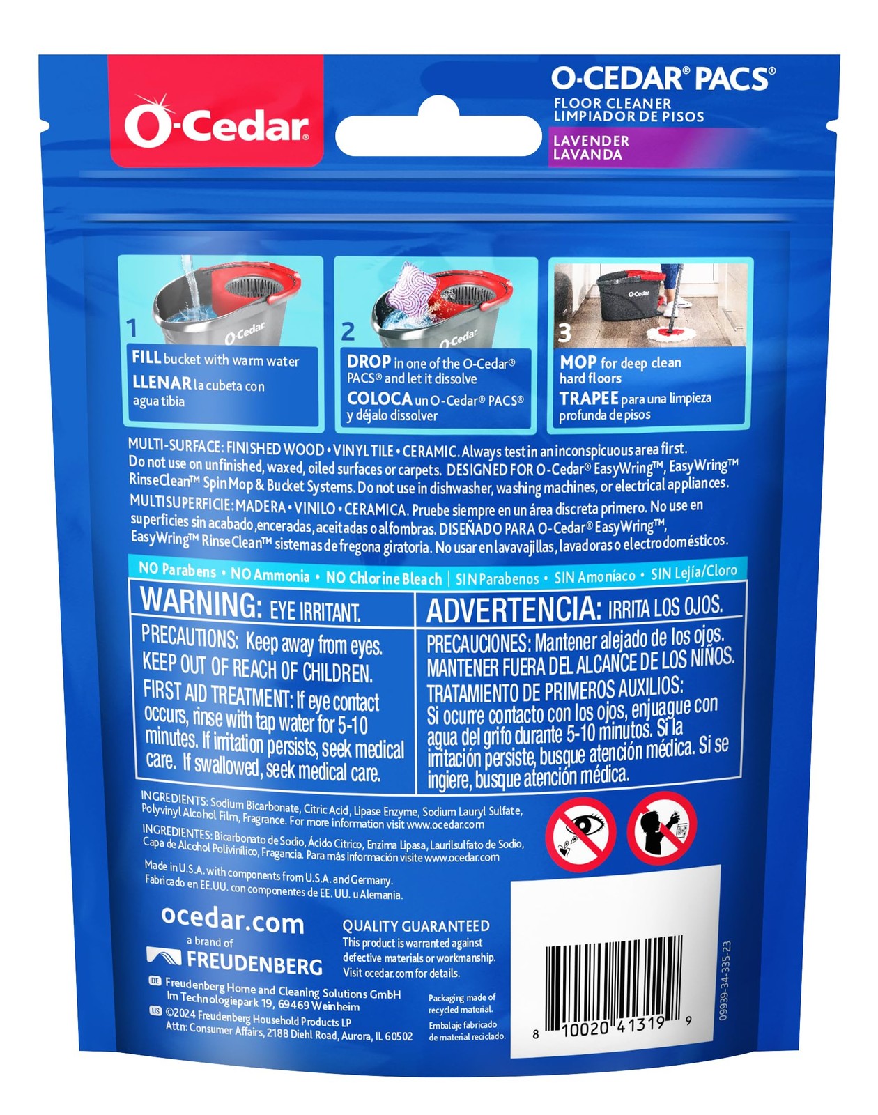O-Cedar PACS Hard Floor Cleaner, Lavender Scent 10 Count (1-Pack) | Made with…