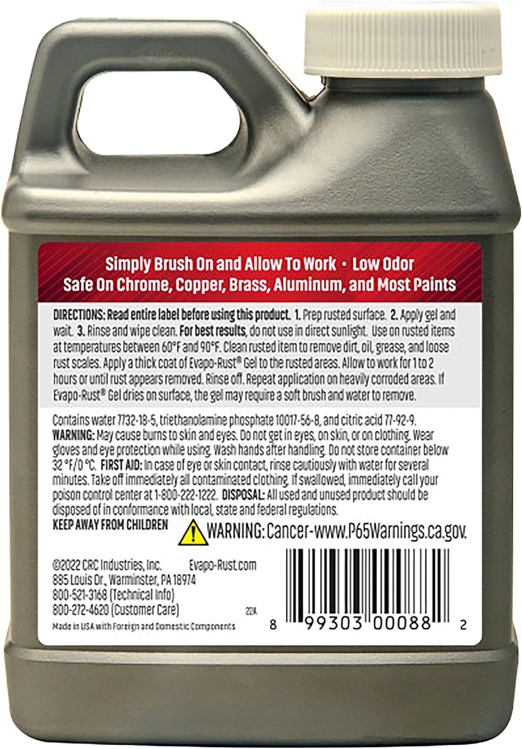 Rust Remover Gel 8oz Powerful Rust Stain & Metal Cleaner Safe for Auto Tools