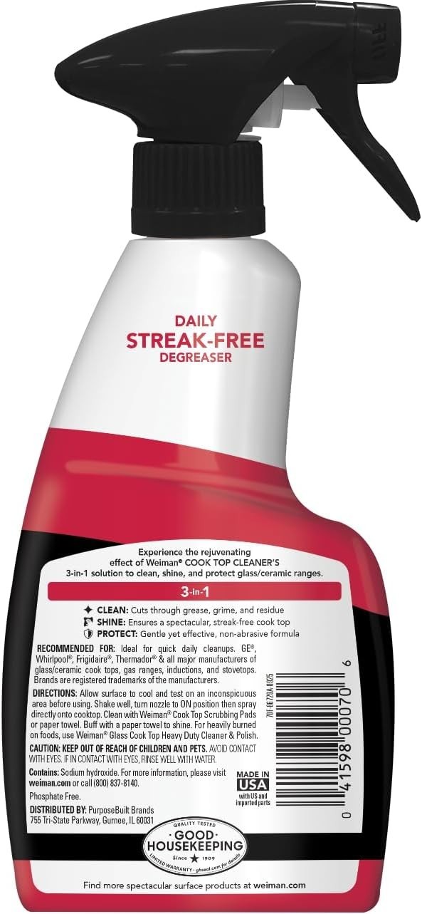 Effortless Grease Removal! 2-Pack Streak-Free Cooktop Cleaning Spray & Cloth