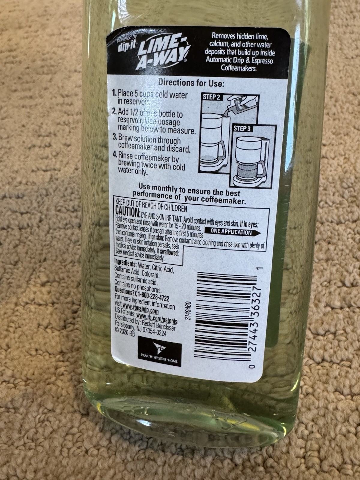 Dip-It LIME-A-WAY Coffeemaker Descaler & Cleaner Automatic Drip & Single Serve