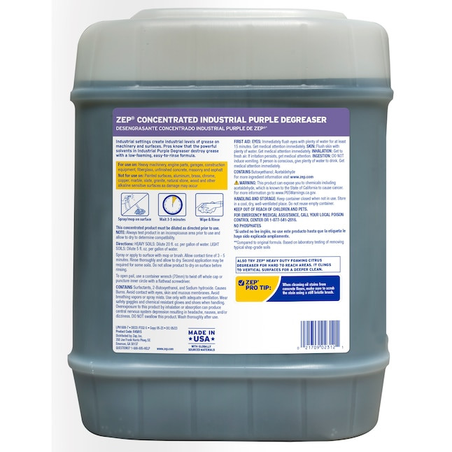 Zep Industrial Purple Degreaser Professional Industrial-Strength Cleaner – 5 Gal