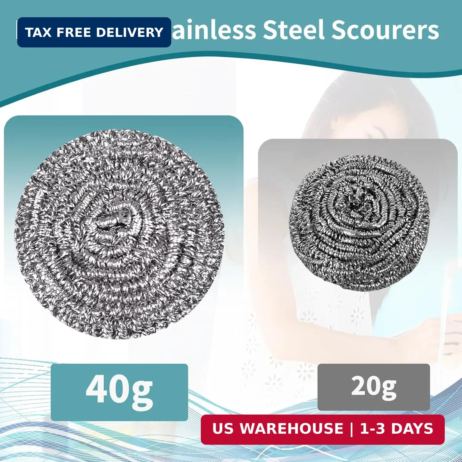 Carrie Joe Stainless Steel Scourer Heavy Duty Scrubber Pads Steel Wool Pack of 6