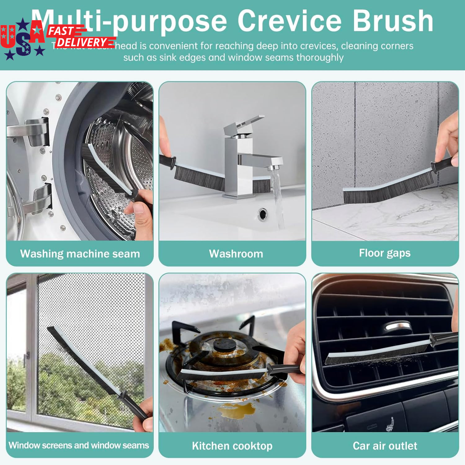 Crevice Cleaning Brush，Hard-Bristled Grout Brush，2026 New Multifunctional Gap Cl