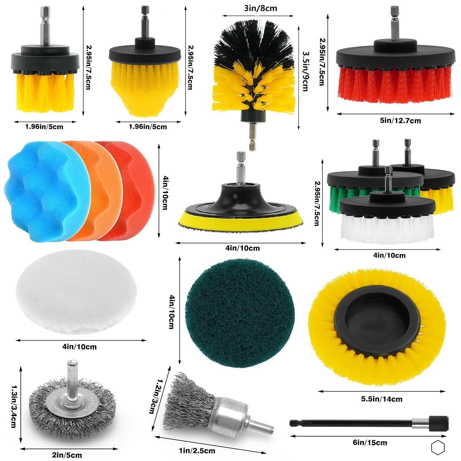 ETOUPA 30 Piece Drill Brush Attachments Set, Scrub Pads & Sponge & Wire Brush…