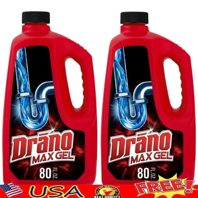 Max Clog Drain Remover Gel Twin Pack Fast Acting Unclogging Liquid 160oz New