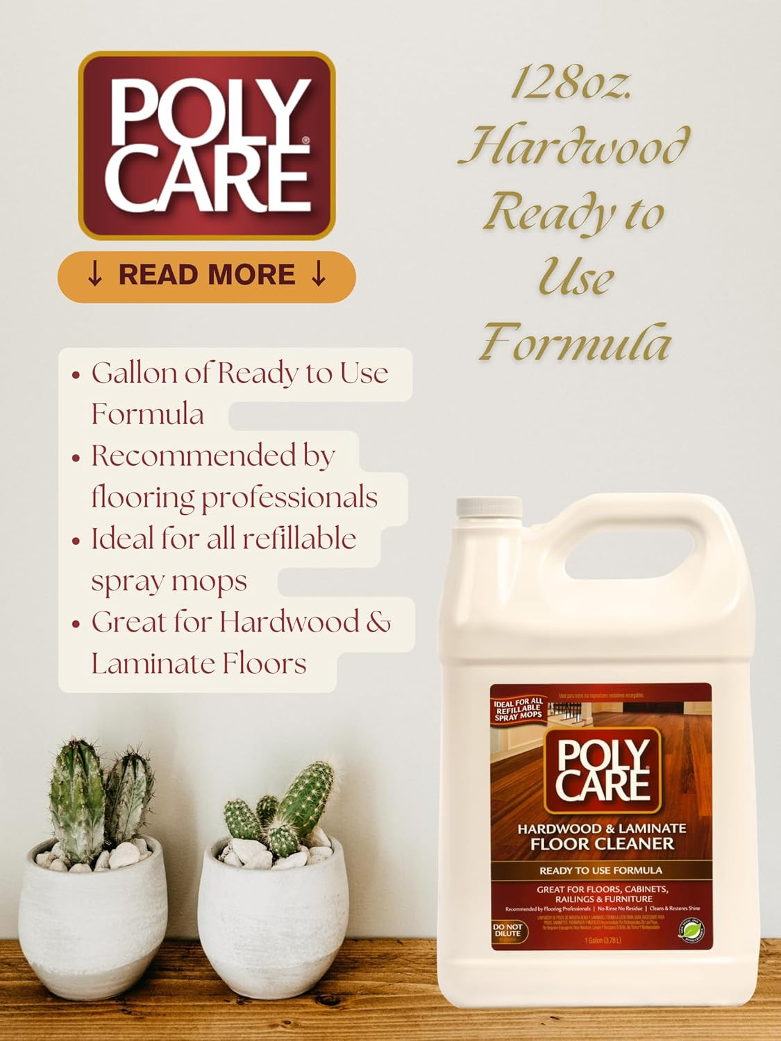 Hardwood Floor Cleaner Refill – 128 Fl Oz – Fresh- Refill for Spray Mops and Spr