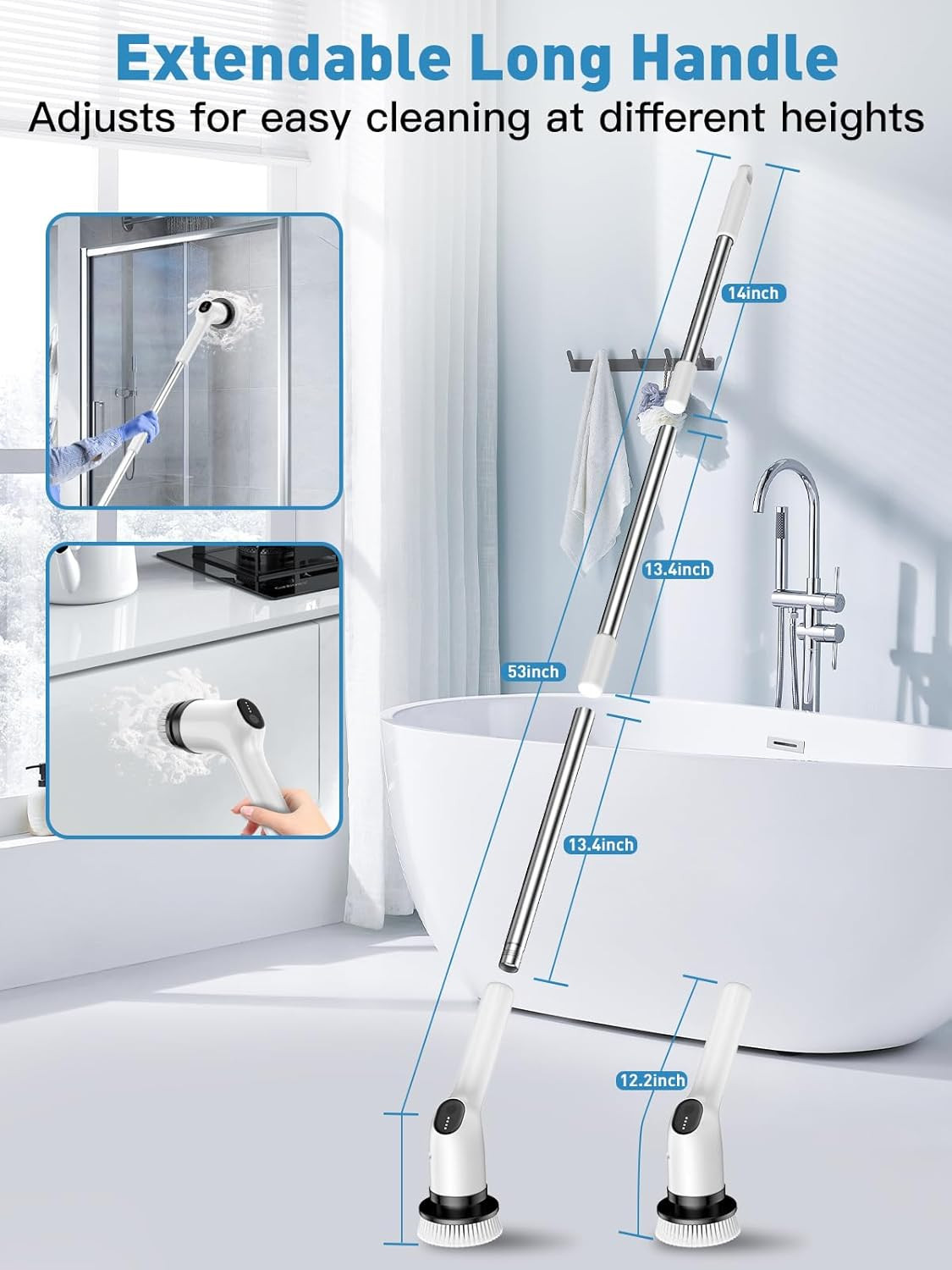 Cepillo De Limpieza Eléctrico Para Baño Limpiador De Fregadero Cocina 9 Pinceles