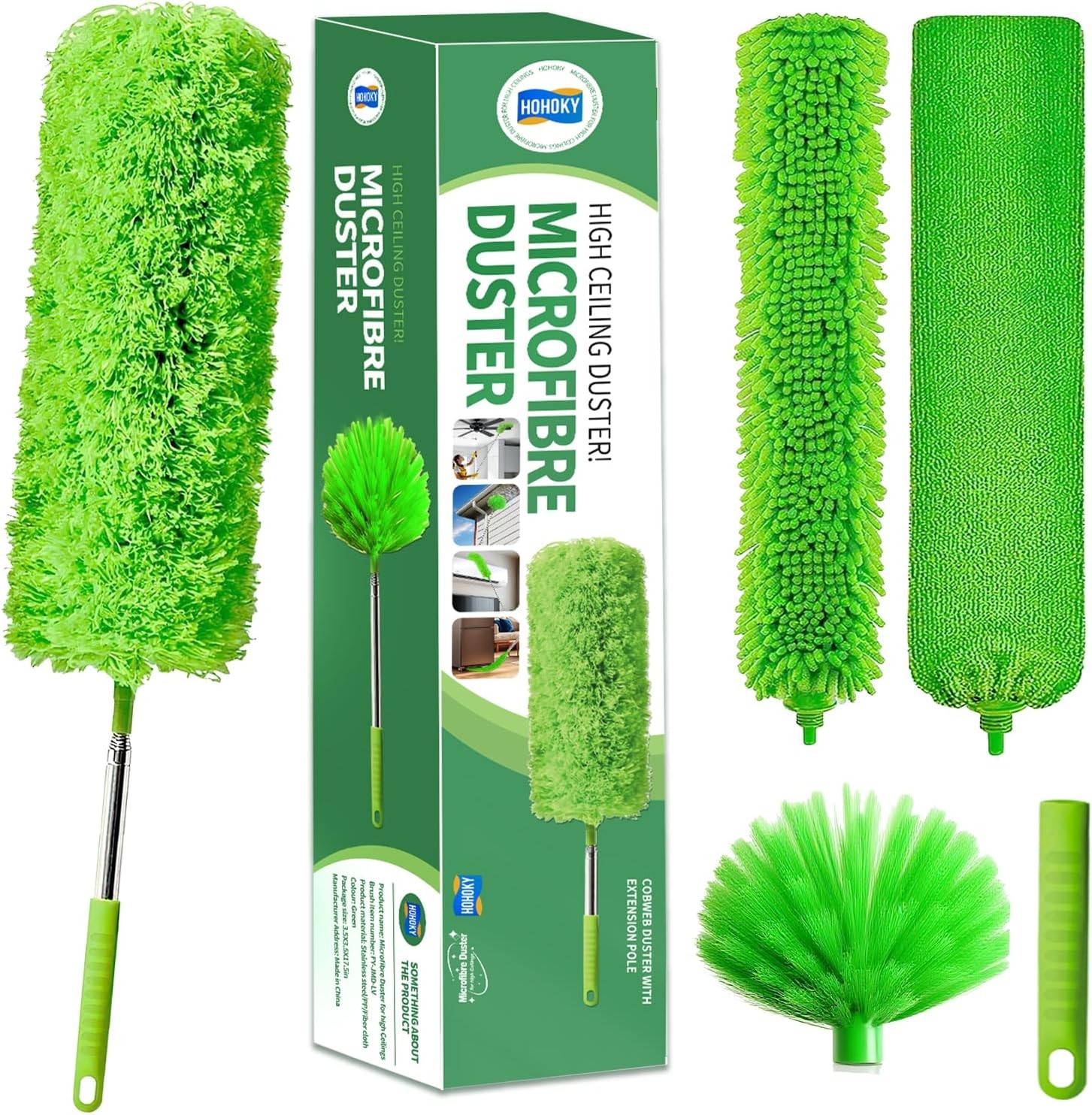Cobweb Duster W/ Extension Pole,Cleaner Outdoor 110″ Telescoping Extended
