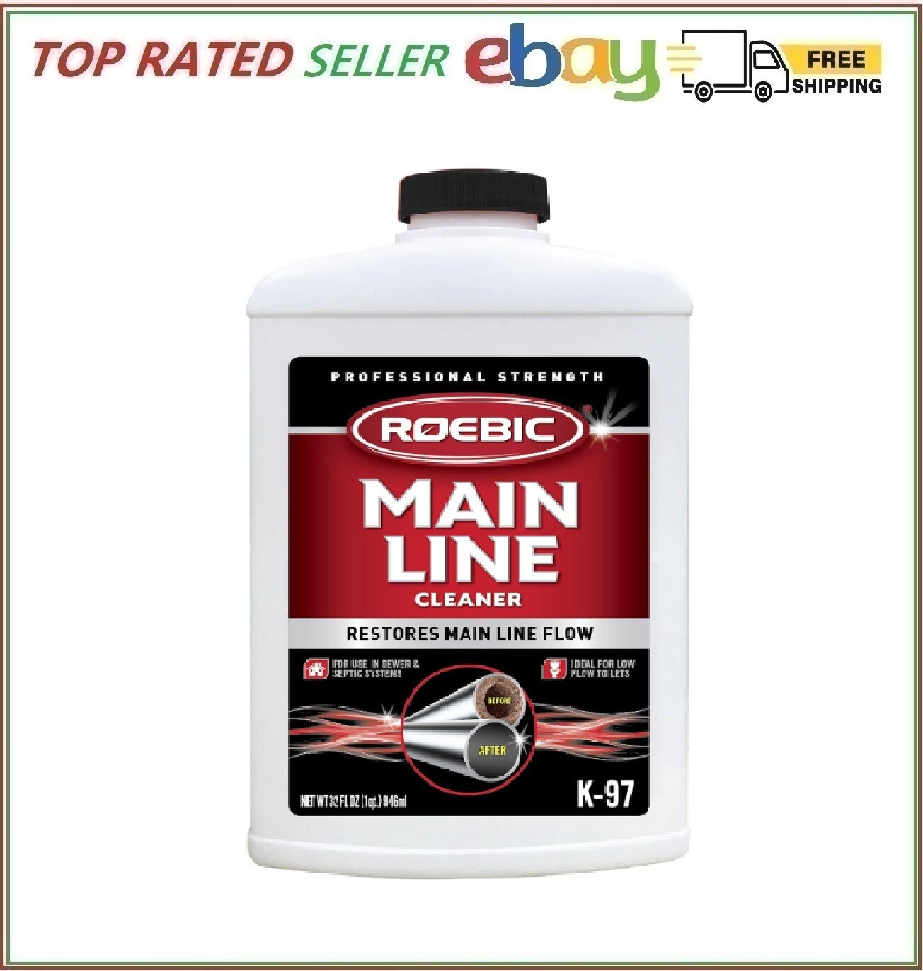 Main Line Cleaner – Exclusive Bacteria Digests Paper, Fats, and Grease in Sewer.