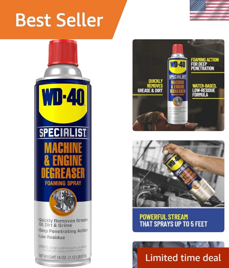 Industrial Strength Engine Degreaser Spray – Water-Based Foaming Formula, 18 OZ