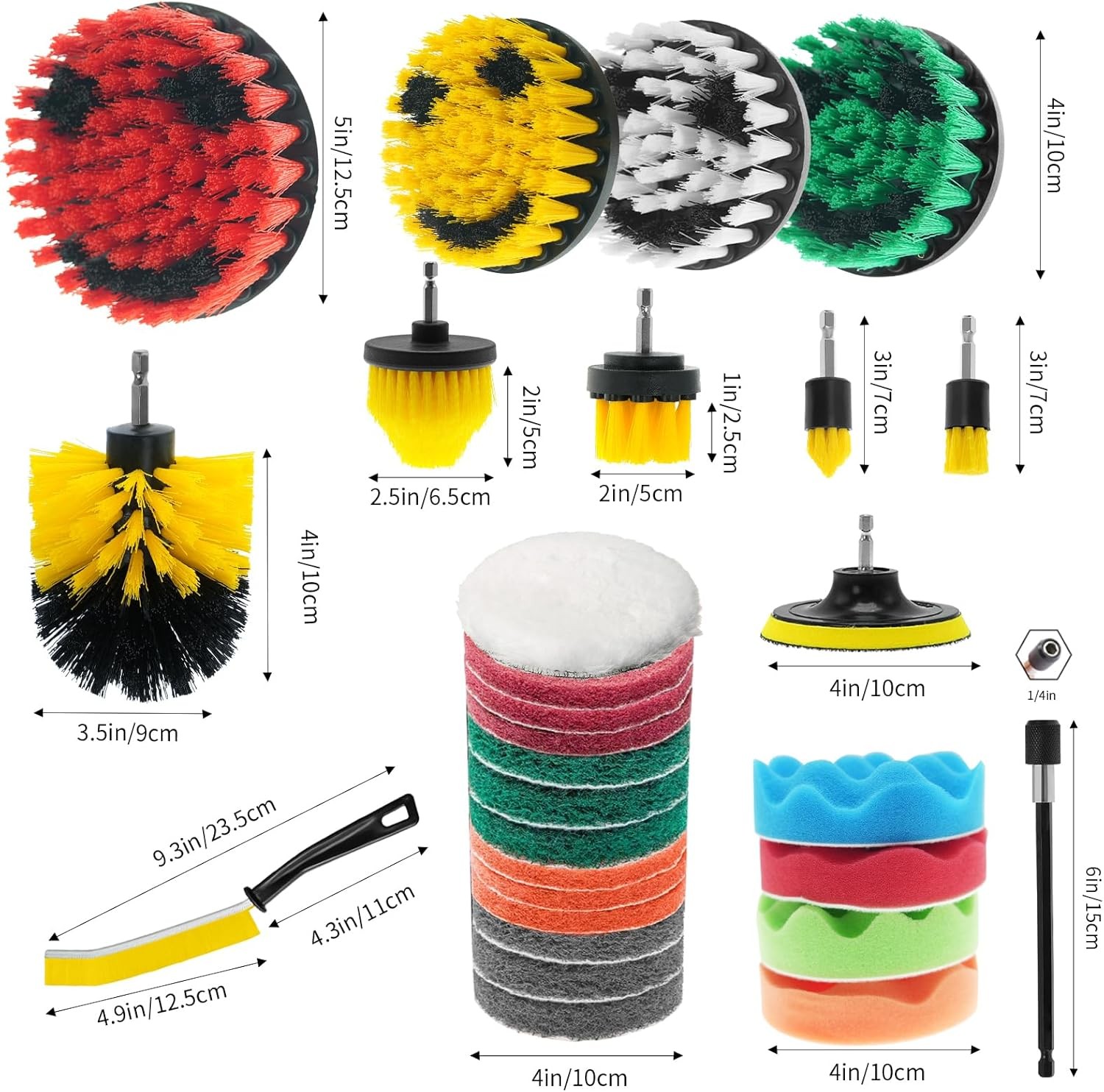 32 Pack Drill Brush Attachments Set Scrub Pads Sponge Buffing Pads Crevice Clean