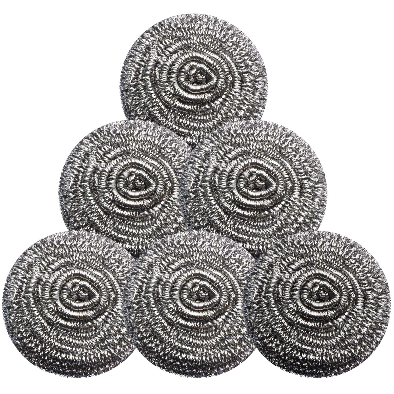 GUEICN Stainless Steel Scrubber Scrubbing 6Pcs Metal Scrubber, Silver