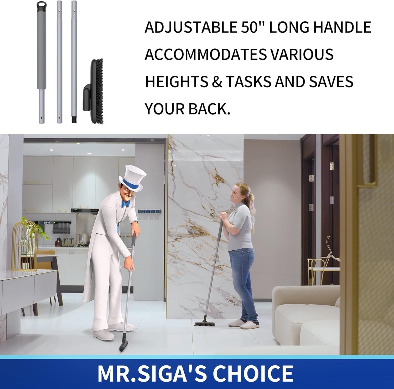 Grout Scrub Brush Long Handle Stiff Bristles Shower Tile Floor Cleaner