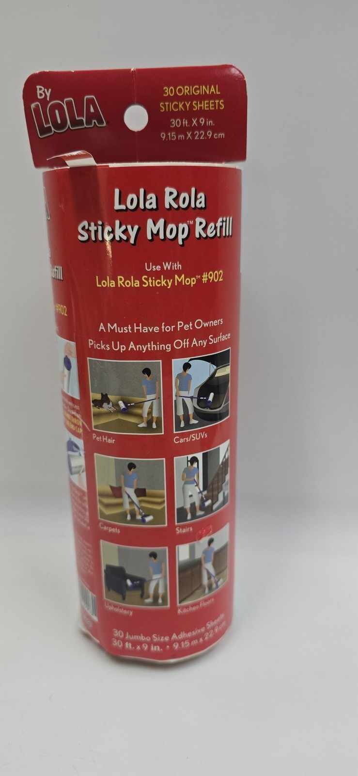 Lola Rola Sticky Mop Refill #902 – 30 Jumbo Adhesive Sheets for Pet Hair & Home
