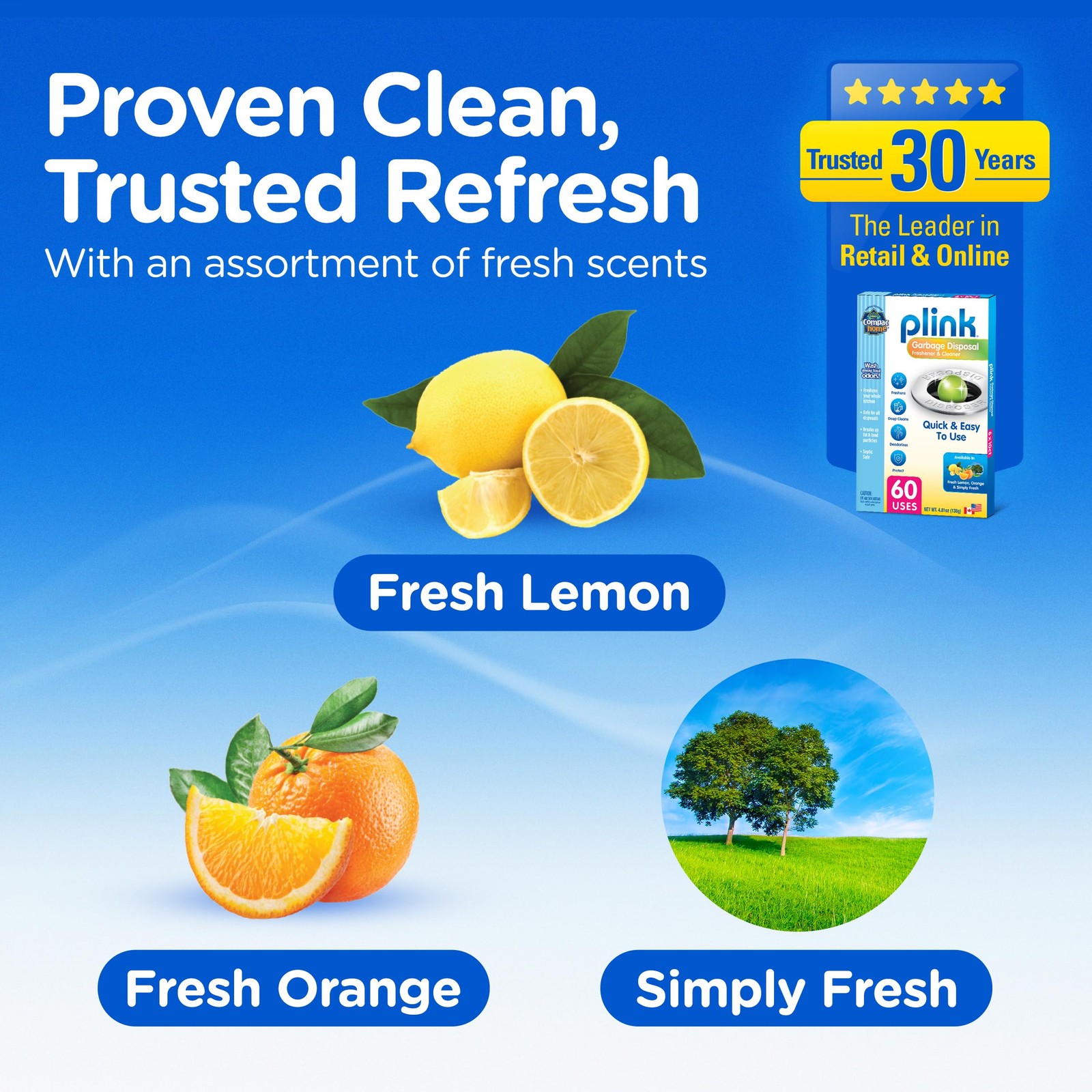 Garbage Disposal Cleaner Deodorizer Tablets Assorted Scents 60 PCS
