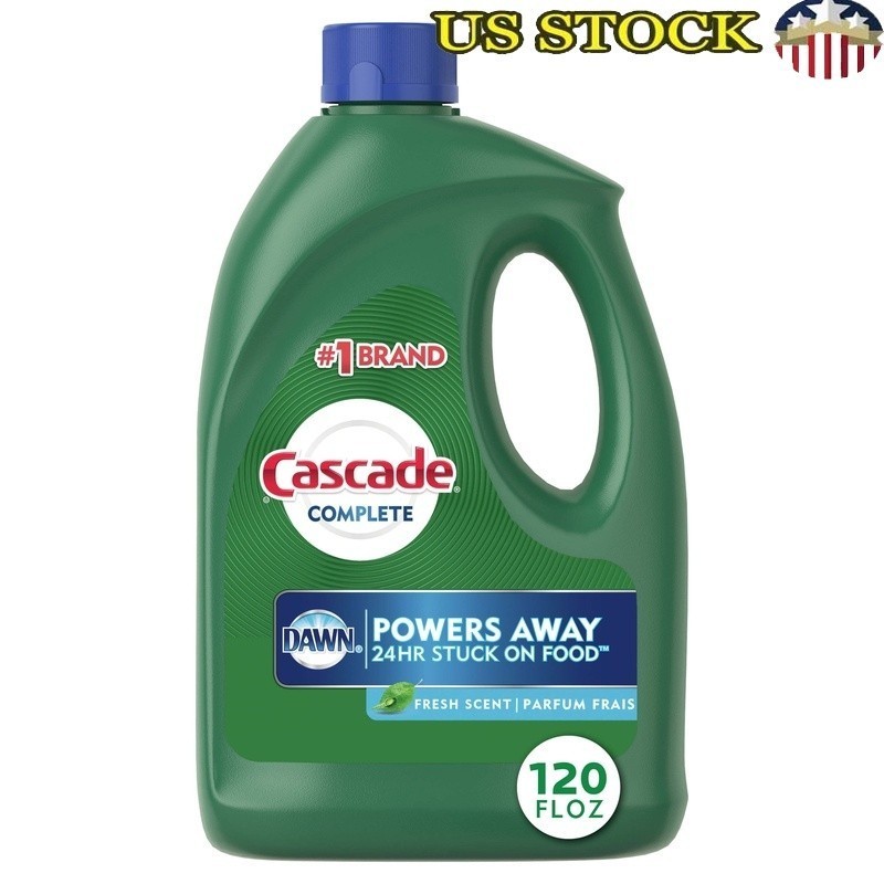 Dishwasher Detergent Liquid Gel Fresh Scent Powers Away Stuck-On Food 120 fl oz