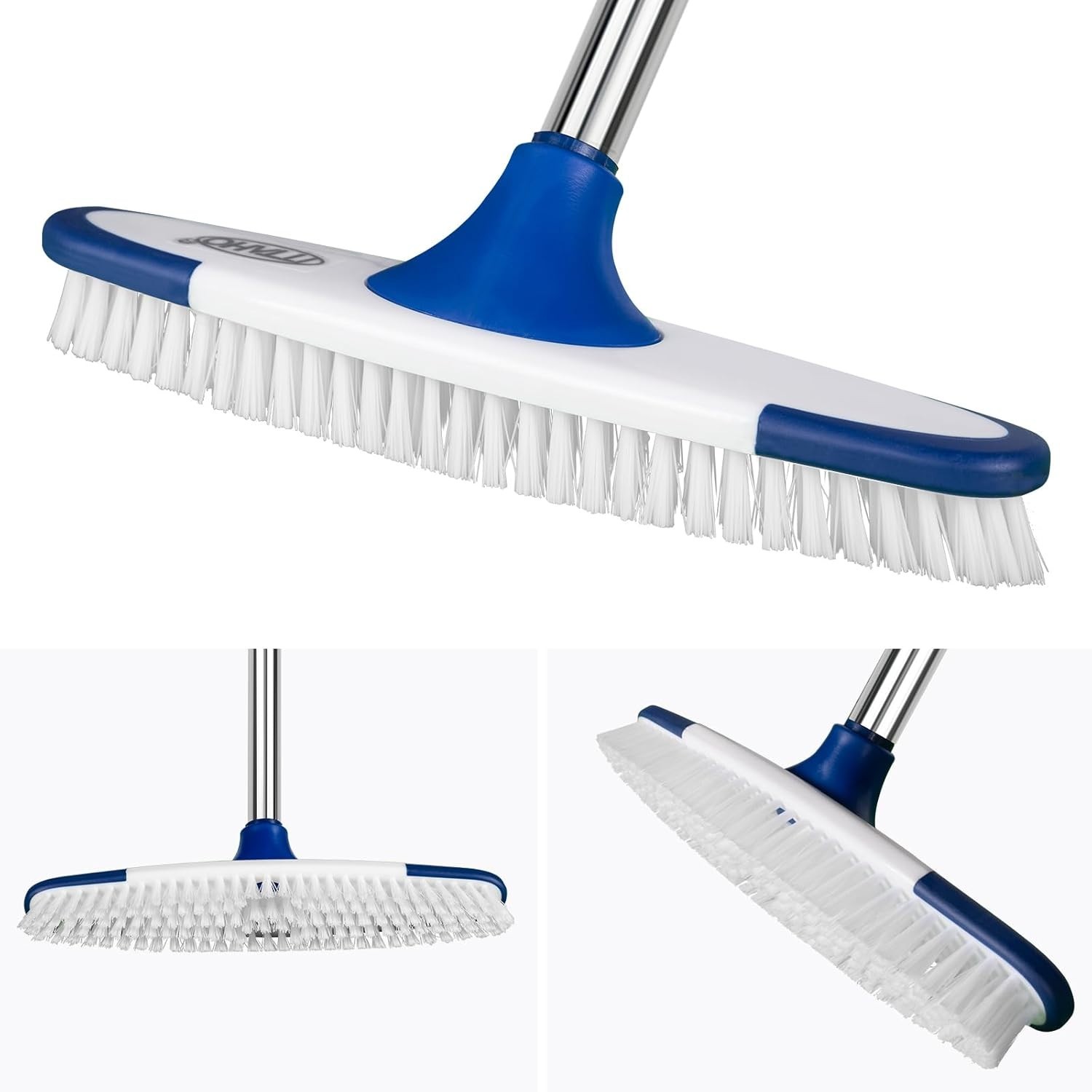 Floor Scrub Brush with Long Handle – 53″ Deck & Grout Cleaner Brush Set for Tile