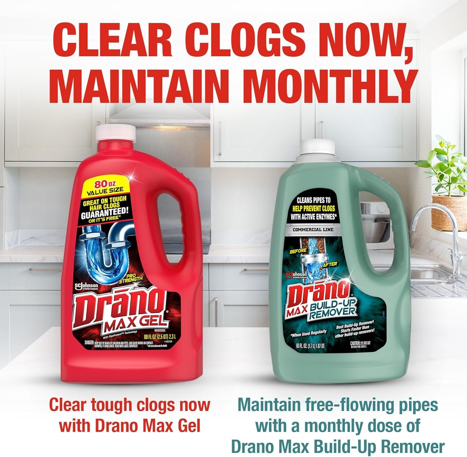 Drano Max Gel Drain Clog Remover and Cleaner for Shower or Sink Drains,80/160 Oz