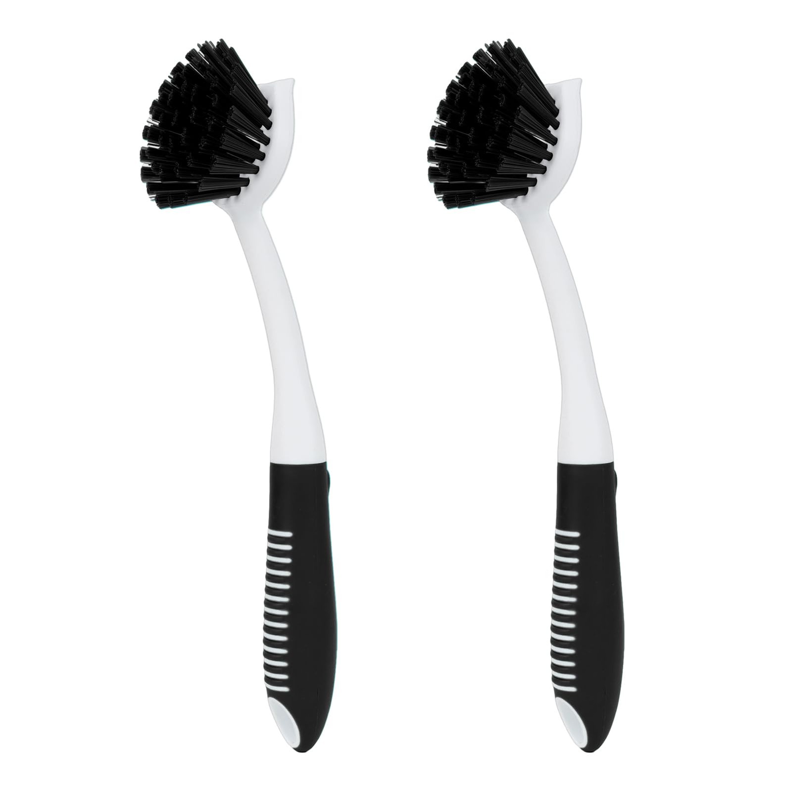 Dish Brush with Handle, 2 Pack Scrub Brushes with Built-in Scraper for Cleani…
