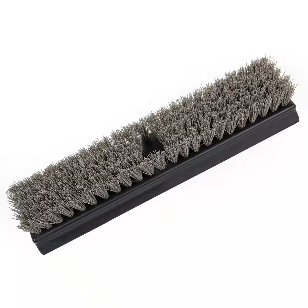 12 In. Plastic Deck Scrub Brush with 50 In. Handle (1-Pack)