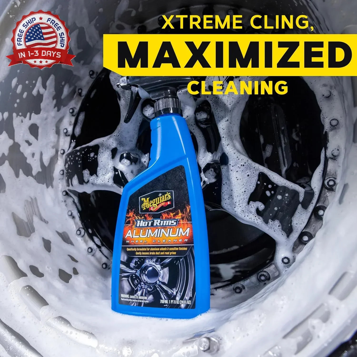 Meguiar’s Hot Rims Aluminum Wheel Cleaner, Deep Foaming Rim Cleaner Spray Formul