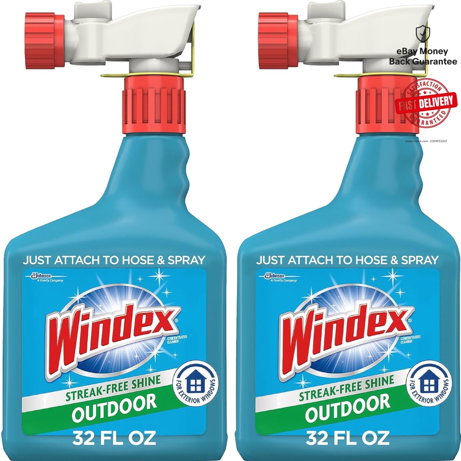 Deep Cleaning Windex Outdoor Glass Cleaner with Hose Attachment – 2 x 32 Fl Oz
