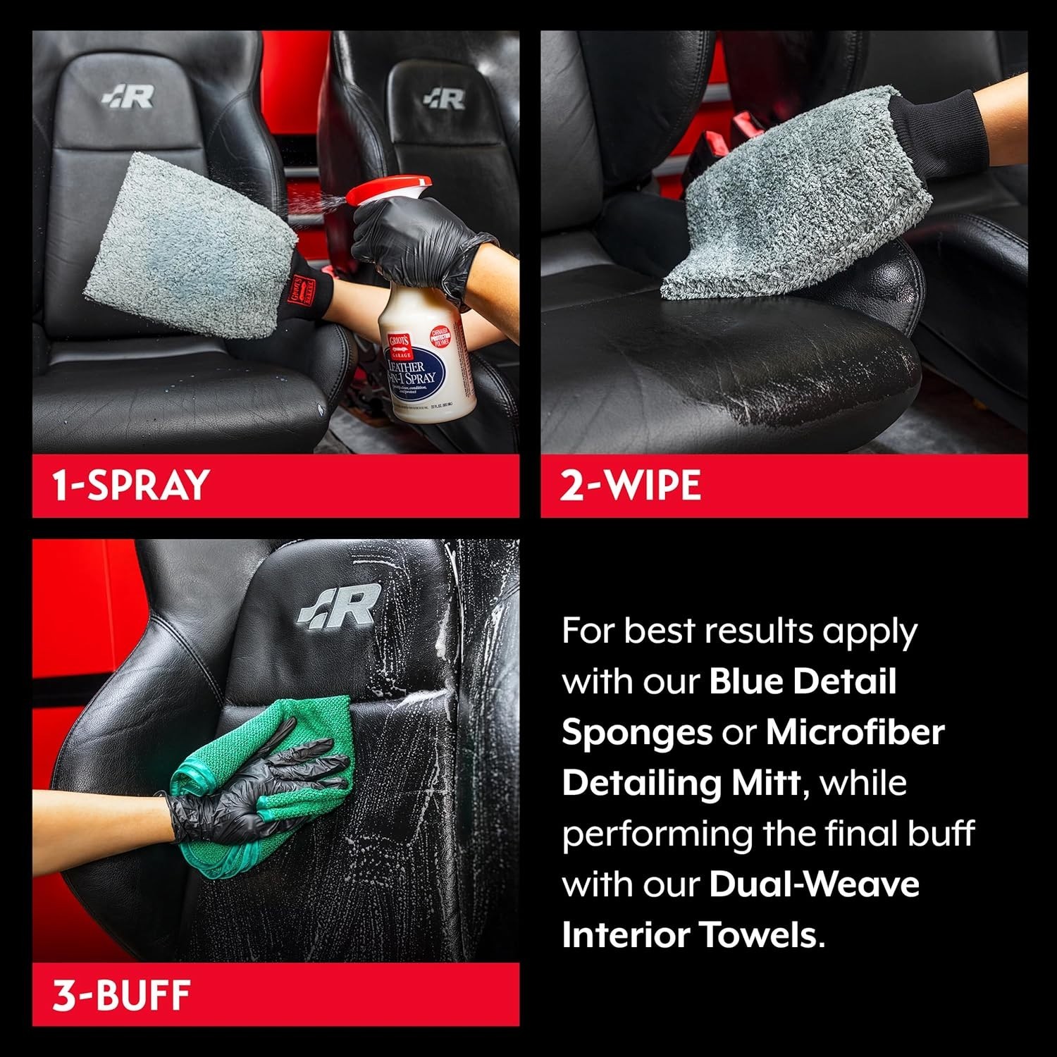 Leather 3-in-1 Spray, Cleaner and Conditioner for and Vinyl, Car Seats and Ve…