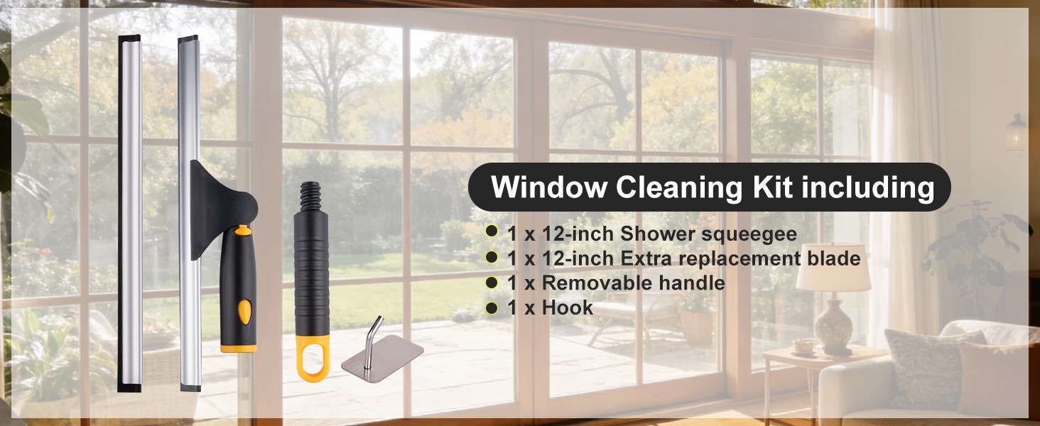 Swivel Shower Squeegee for Glass Doors, All-Purpose Anti-Slip Window Squeegee