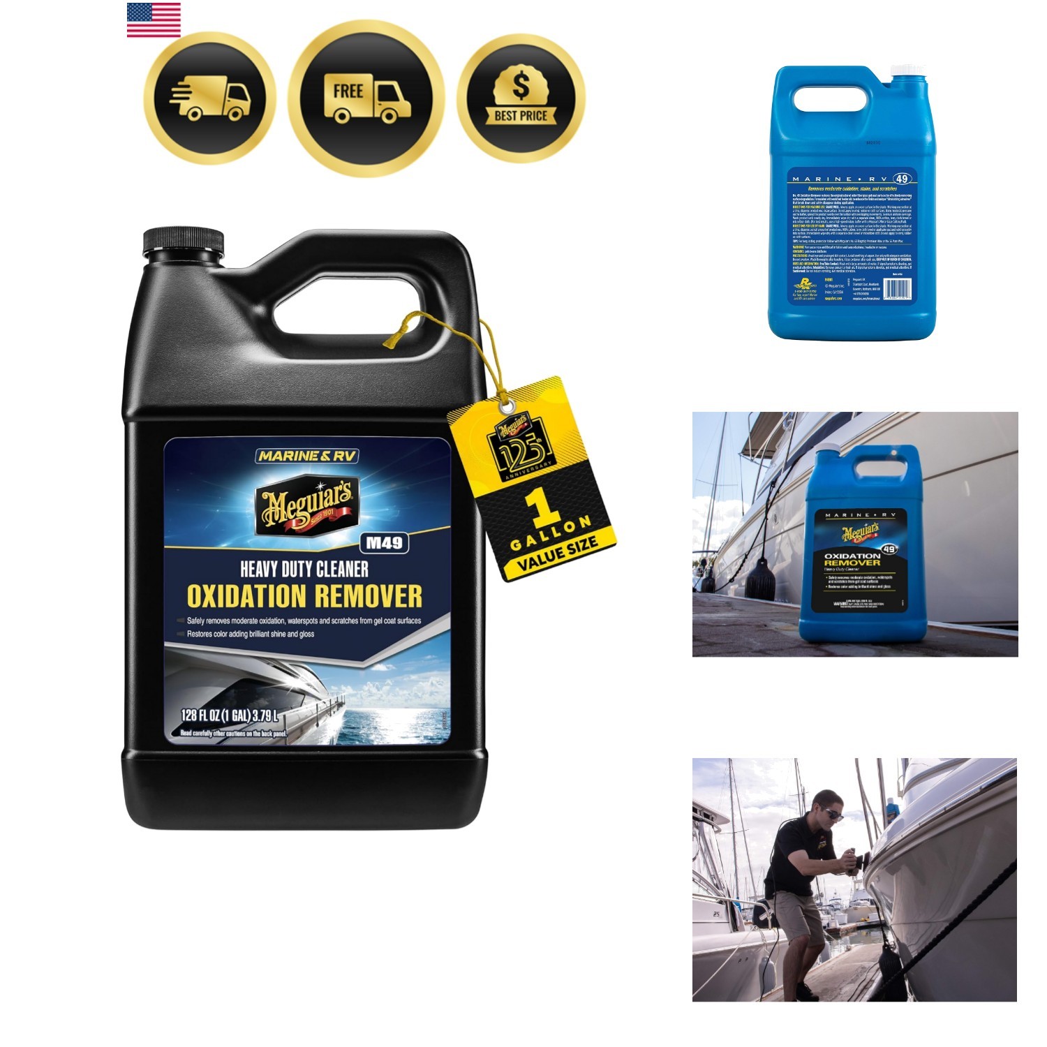 M4901 Marine/RV Heavy Duty Oxidation Remover, Water Spot, Stain, and Boat Scr…