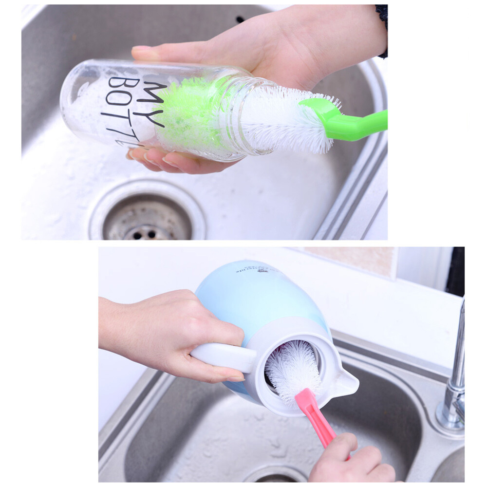 3pcs Bottle Cup Dish Pot Kitchen Long Cleaning Washing Brush (one color each)