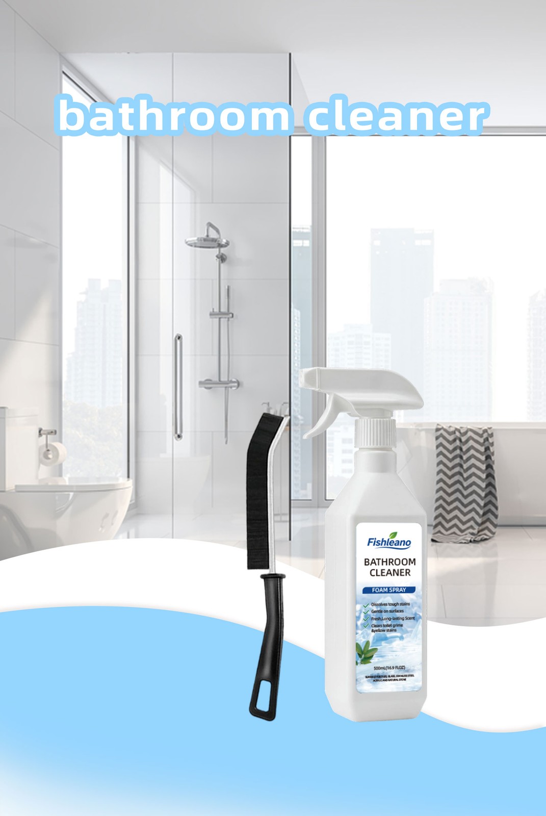 Bathroom Cleaner Foam Spray 500ml,Scale Remover Bathroom Cleaner For Tiles,Glass